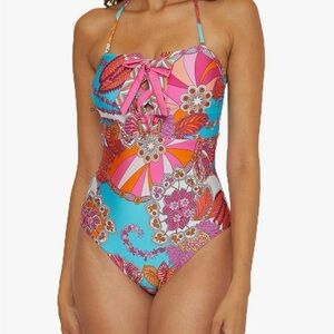 NWT MSRP Trina Turk Women's Standard Meilani Bandeau One Piece Swimsuit